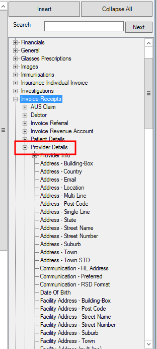 Open the fields under Provider Details