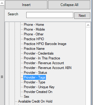 Select Provider Tags