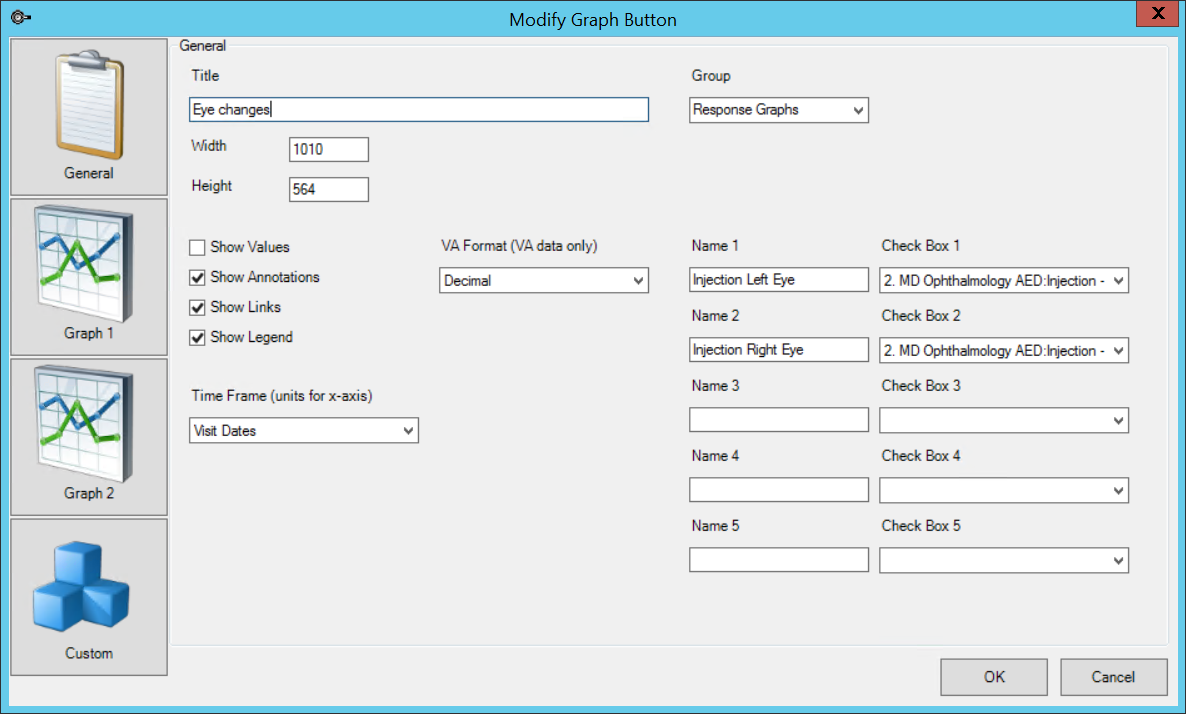 Modify Graph Button screen