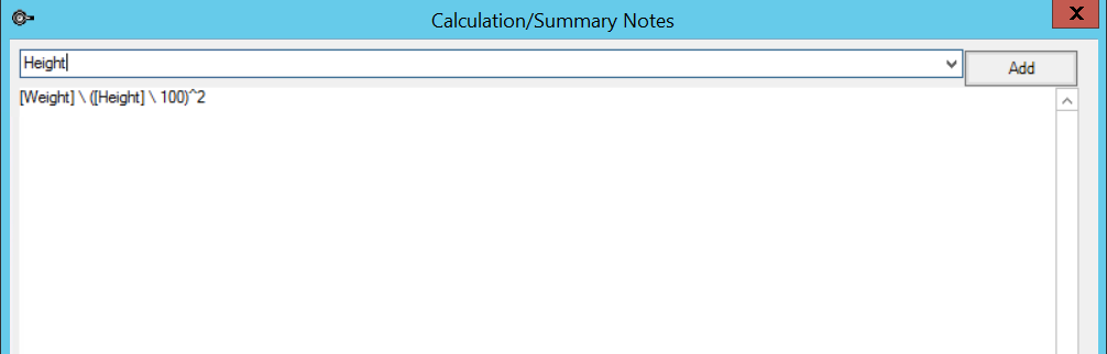 UDF Calculation Example BMI formula